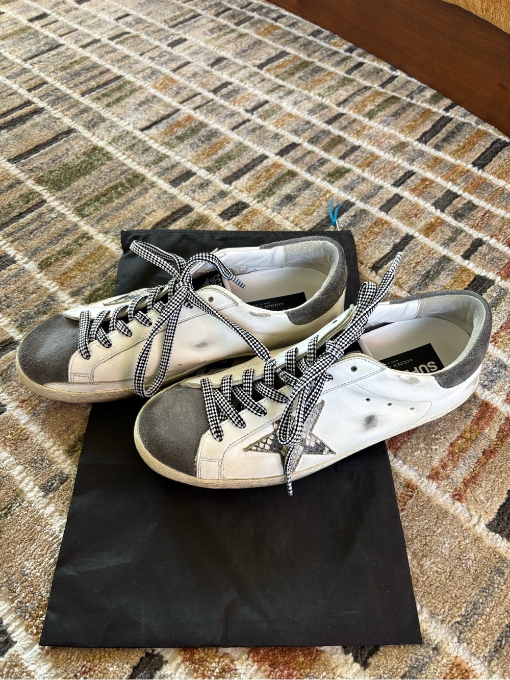 Golden Goose SS Sneakers In White Leather With Grey Suede And Snakeskin Size 42